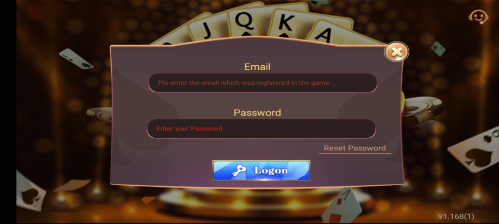 Login screen for returning 3 Patti World Pakistan users